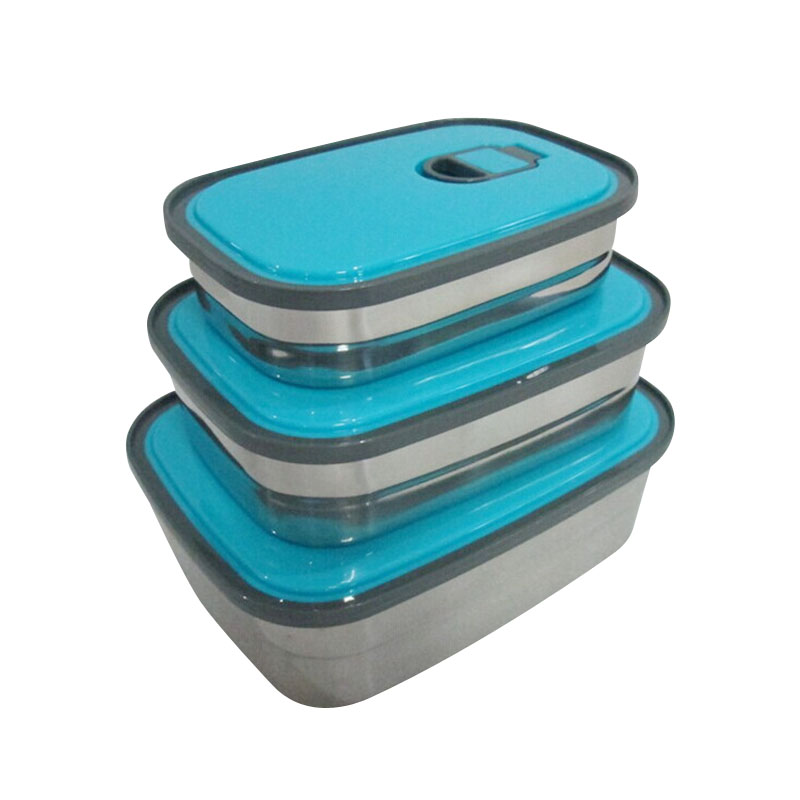 *便携式不锈钢饭盒餐盒大中小规格三色