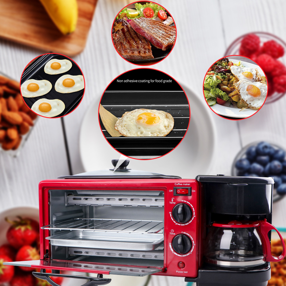 Maquina De Desayuno Multifunction Bread Toaster Frying Multi Pan Electric Oven Coffee Maker 3 In 1 Breakfast Maker Machine